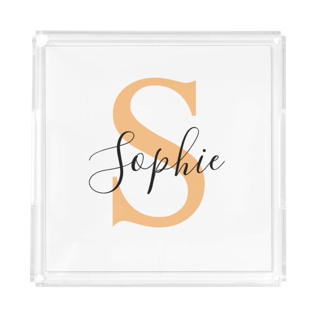Elegant Script Custom Name Personalized Gift Acrylic Tray (Front)