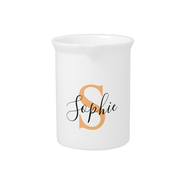 Elegant Script Custom Name Personalized Gift Beverage Pitcher (Front)