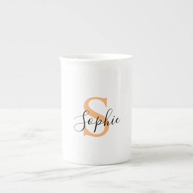 Elegant Script Custom Name Personalized Gift Bone China Mug (Front)
