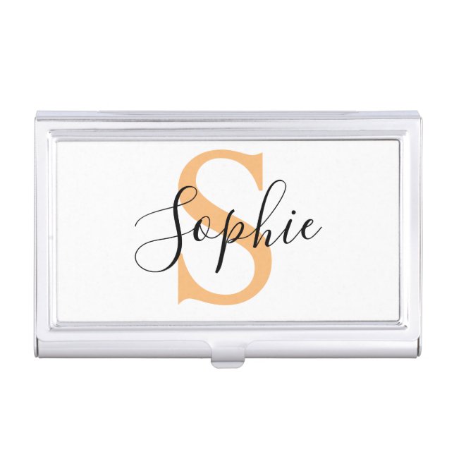 Elegant Script Custom Name Personalized Gift Business Card Case (Front)