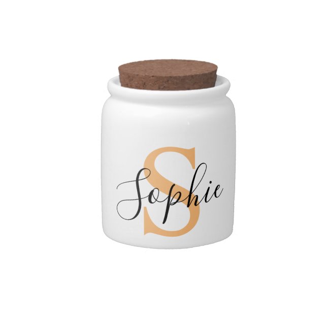 Elegant Script Custom Name Personalized Gift Candy Jar (Front)