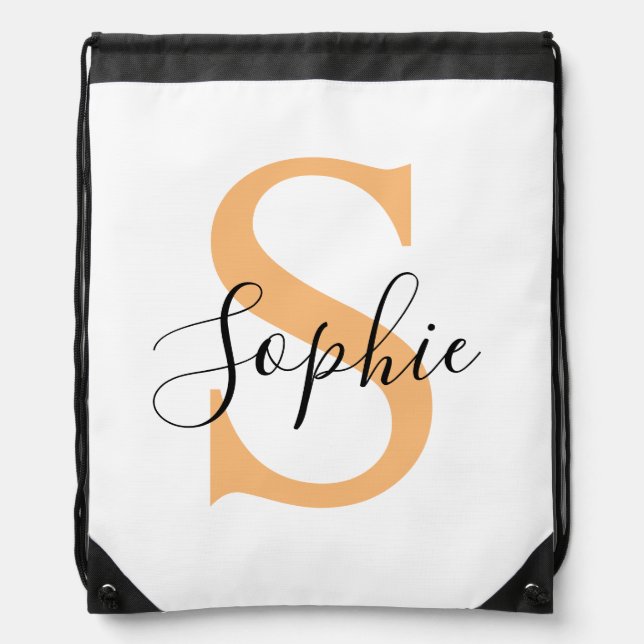 Elegant Script Custom Name Personalized Gift Drawstring Bag (Front)