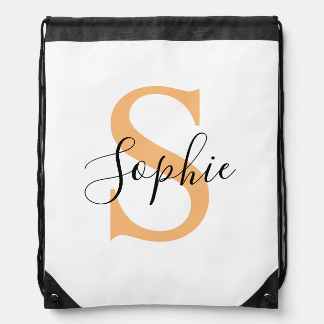 Elegant Script Custom Name Personalized Gift Drawstring Bag (Front)