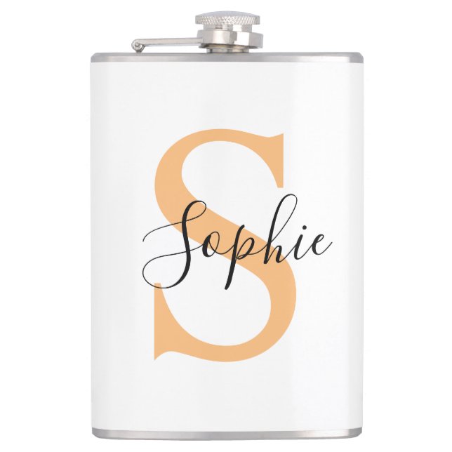 Elegant Script Custom Name Personalized Gift Flask (Front)