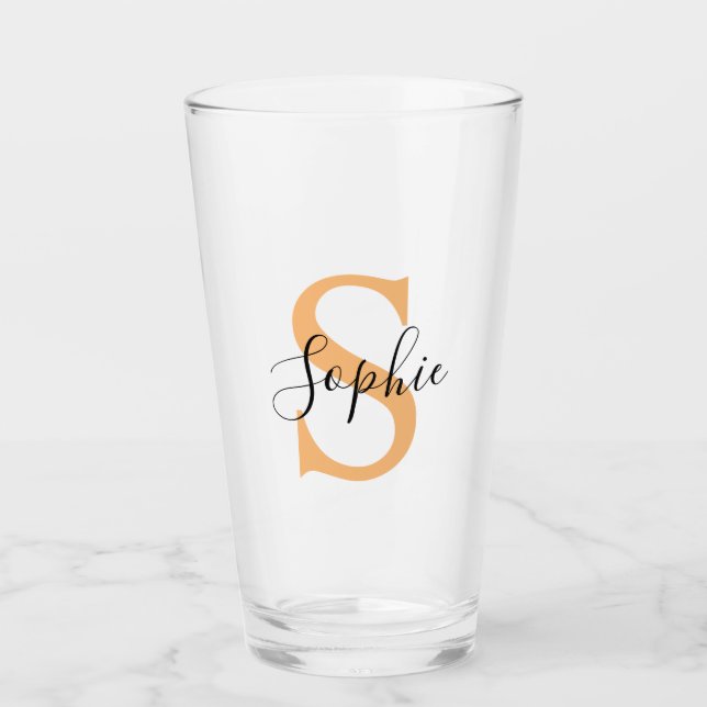 Elegant Script Custom Name Personalized Gift Glass (Front)