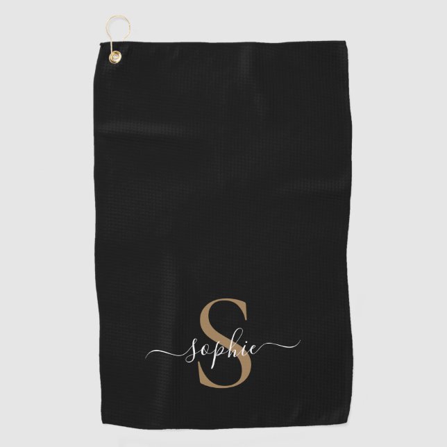 Elegant Script Custom Name Personalized Gift Golf Towel (Front)