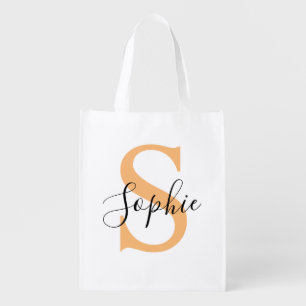 Elegant Script Custom Name Personalized Gift Grocery Bag
