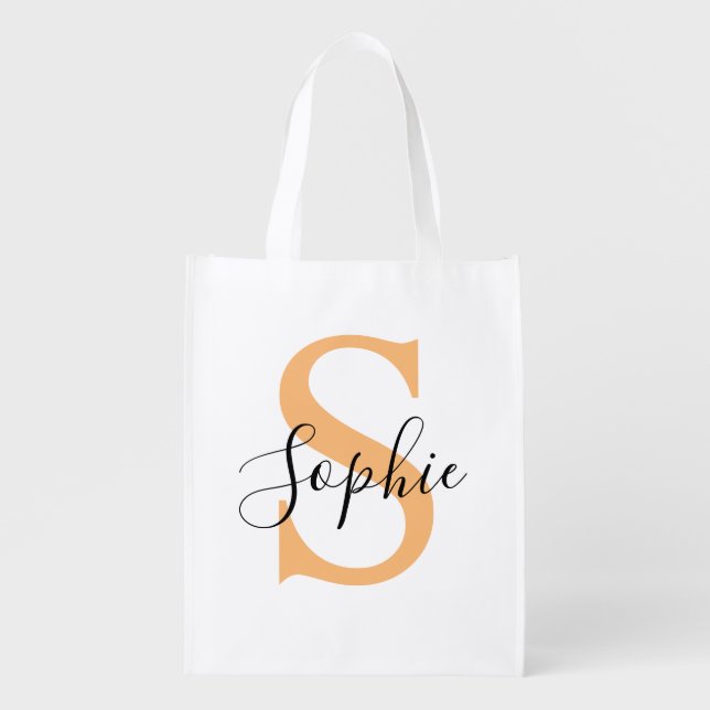 Elegant Script Custom Name Personalized Gift Grocery Bag (Front)