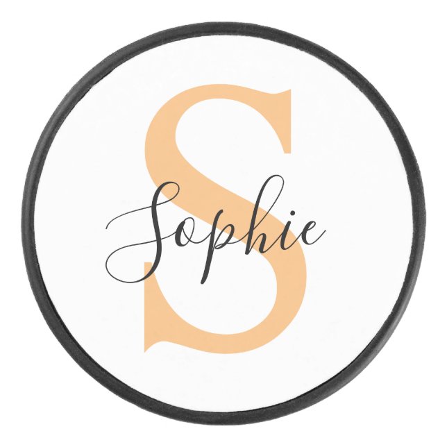 Elegant Script Custom Name Personalized Gift Hockey Puck (Front)