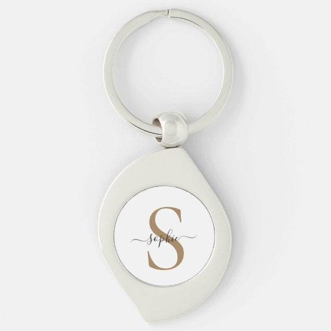 Elegant Script Custom Name Personalized Gift Keychain (Front)