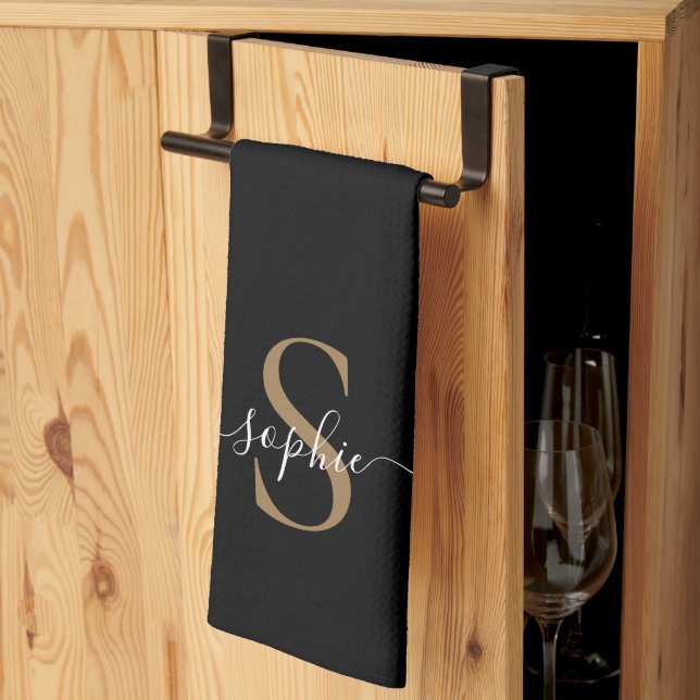 Elegant Script Custom Name Personalized Gift Kitchen Towel (Thirds Fold)