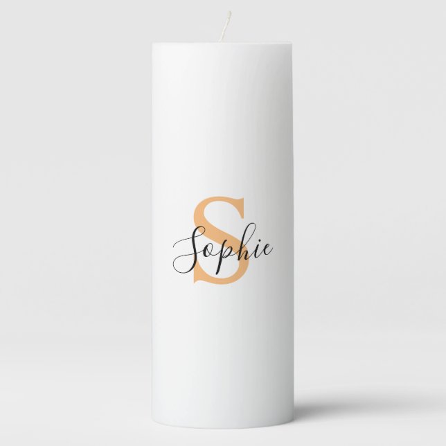 Elegant Script Custom Name Personalized Gift Pillar Candle (Front)