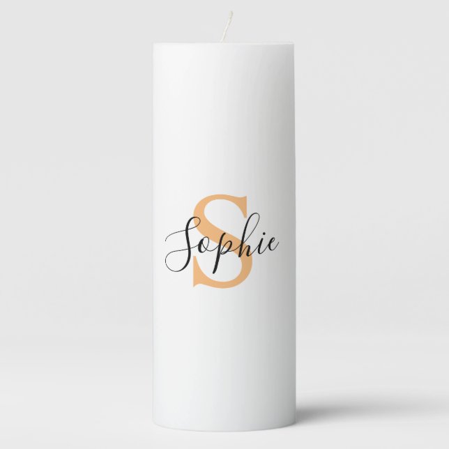 Elegant Script Custom Name Personalized Gift Pillar Candle (Front)