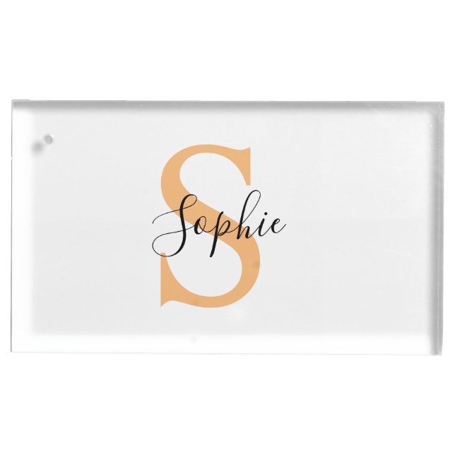 Elegant Script Custom Name Personalized Gift Place Card Holder (Front)