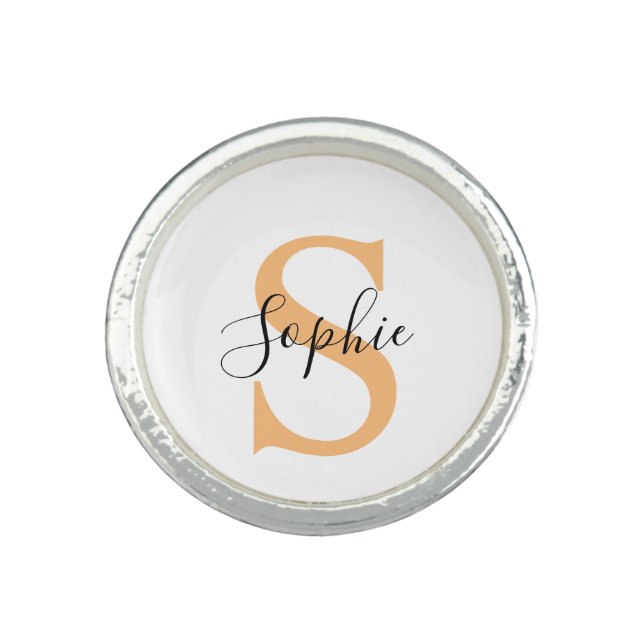 Elegant Script Custom Name Personalized Gift Ring (Front)