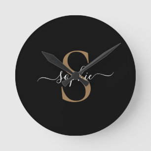 Elegant Script Custom Name Personalized Gift Round Clock