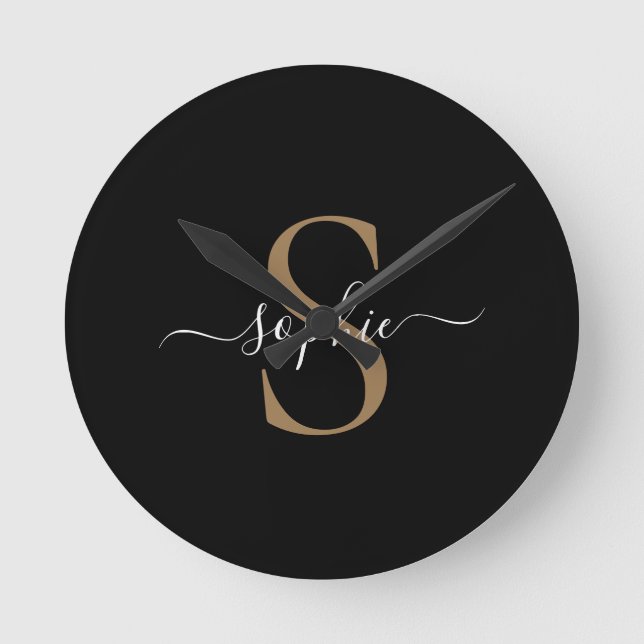 Elegant Script Custom Name Personalized Gift Round Clock (Front)
