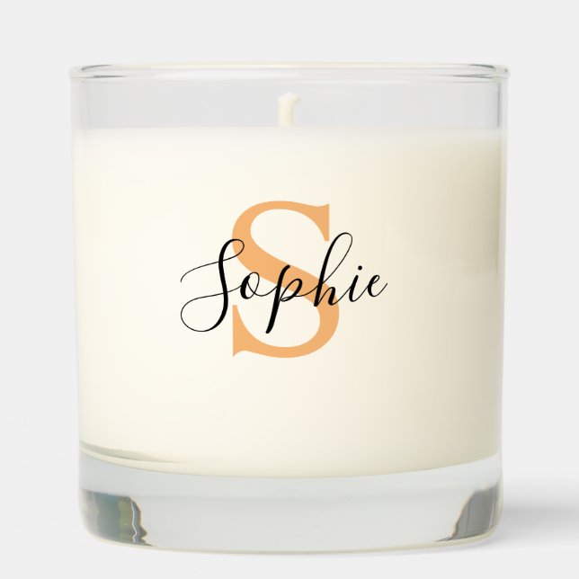 Elegant Script Custom Name Personalized Gift Scented Candle (Front)