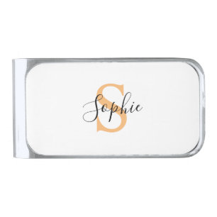 Elegant Script Custom Name Personalized Gift Silver Finish Money Clip