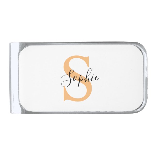 Elegant Script Custom Name Personalized Gift Silver Finish Money Clip (Front)