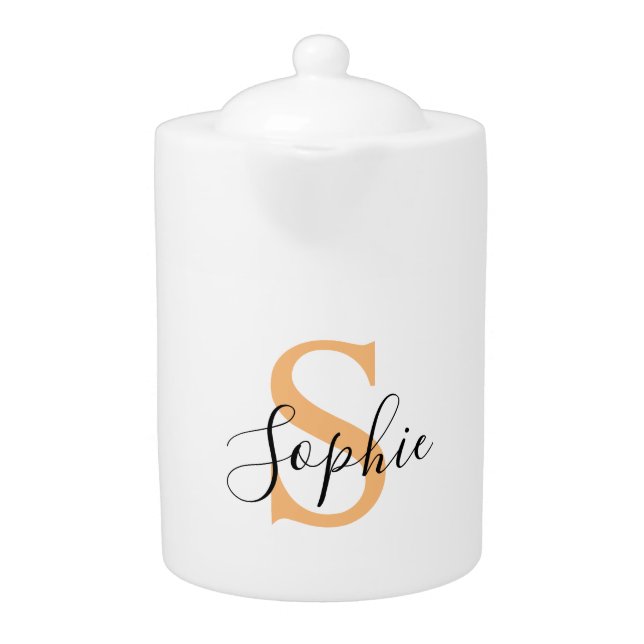 Elegant Script Custom Name Personalized Gift Teapot (Front)