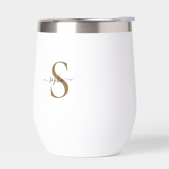 Elegant Script Custom Name Personalized Gift Thermal Wine Tumbler (Left)
