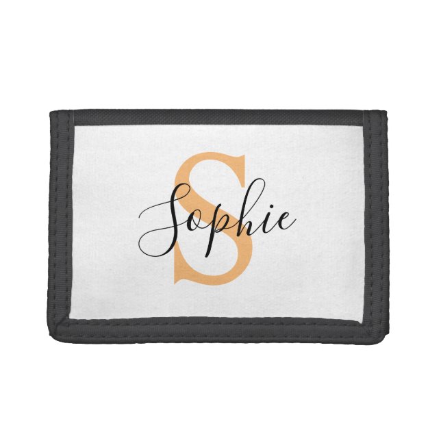 Elegant Script Custom Name Personalized Gift Tri-fold Wallet (Front)