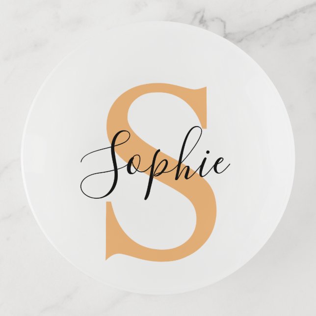 Elegant Script Custom Name Personalized Gift Trinket Tray (Front)