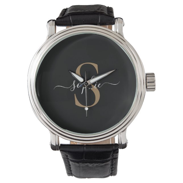 Elegant Script Custom Name Personalized Gift Watch (Front)