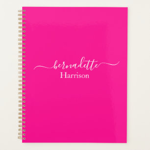 Elegant Script Custom Name Pink Planner
