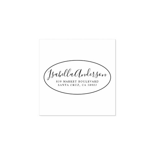 Elegant Script  Custom Name  Return Address Oval Rubber Stamp