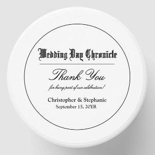 Elegant Script Custom Names Date Newspaper Wedding Mini Candle Favors