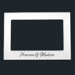 Elegant Script Custom Names Monogram Wedding Magnetic Frame<br><div class="desc">Elegant Script Custom Names Monogram Wedding Magnetic Frame.
Customizable phrase,  text,  date,  names.
Black and white</div>