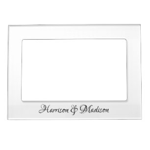 Elegant Script Custom Names Monogram Wedding Magnetic Frame