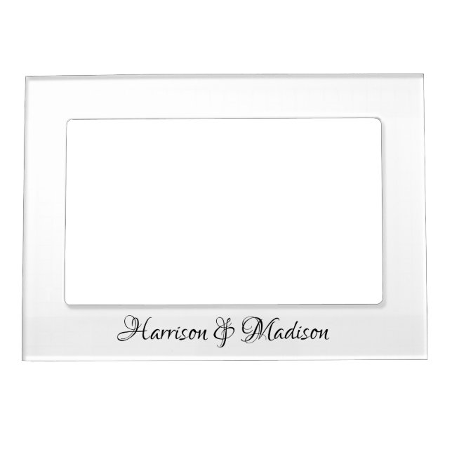 Elegant Script Custom Names Monogram Wedding Magnetic Frame (Front)