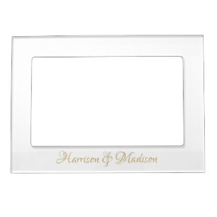 Elegant Script Custom Names Monogram Wedding Magnetic Frame