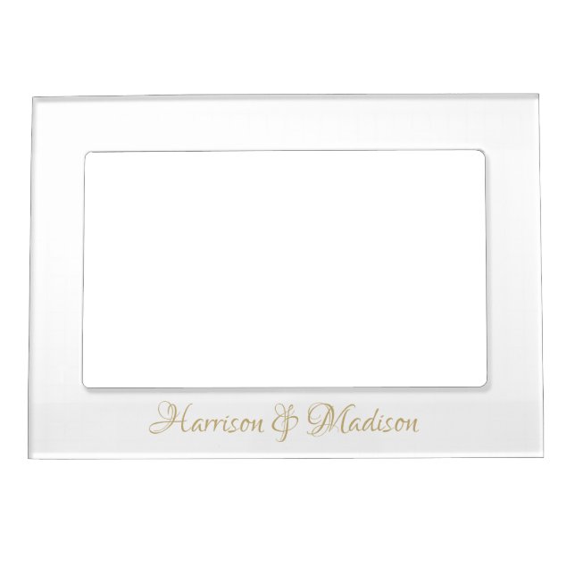 Elegant Script Custom Names Monogram Wedding Magnetic Frame (Front)
