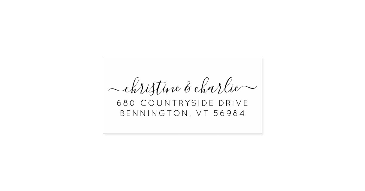 Customizable Script Font Return Address Stamp Elegant Script Custom Names Return Address Rubber Stamp | Zazzle