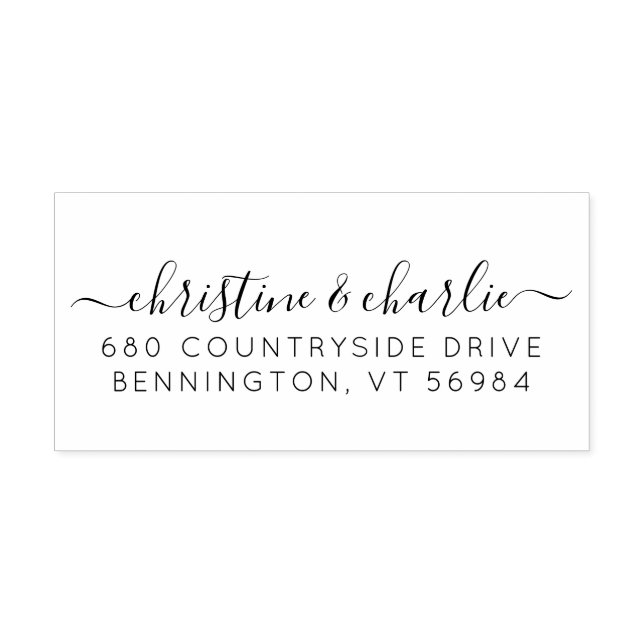 Elegant Script Custom Names Return Address Rubber Stamp (Imprint)