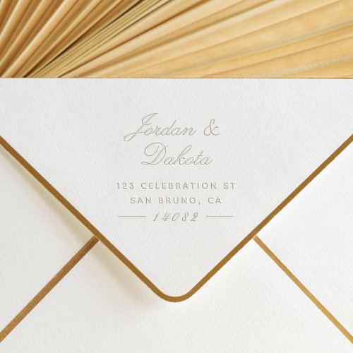 Elegant Script Custom Names Wedding Return Address Embosser