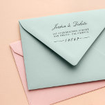 Elegant Script Custom Names Wedding Return Address Rubber Stamp<br><div class="desc">Elegant Script Custom Names Wedding Return Address Rubber Stamps by invintage.</div>