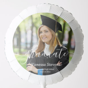 Elegant Script Custom Photo Graduation  Balloon