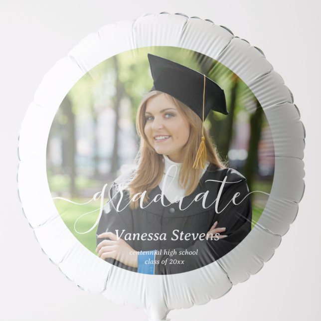 Elegant Script Custom Photo Graduation  Balloon (Front)