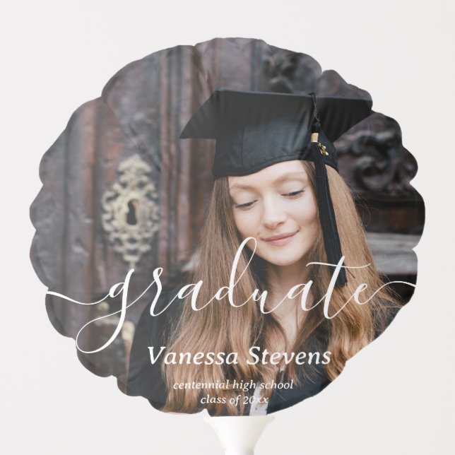 Elegant Script Custom Photo Graduation  Balloon (Front)