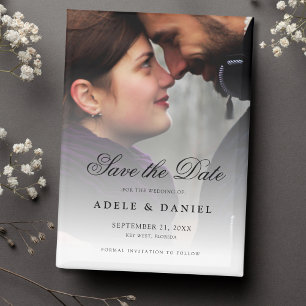 Elegant Script Custom Photo Save the Date Wedding Magnet