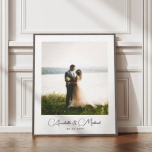 Elegant Script Custom Photo Wedding Canvas Print