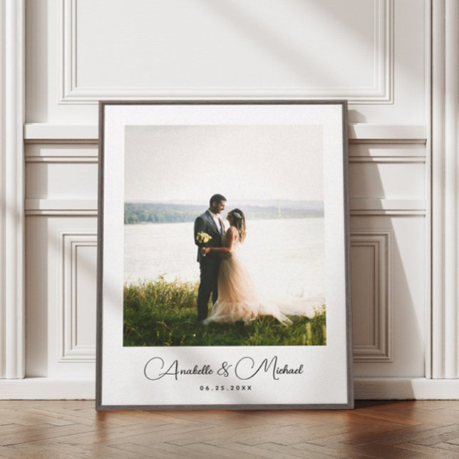 Elegant Script Custom Photo Wedding Canvas Print (Creator Uploaded)