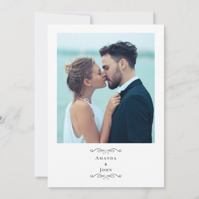 Elegant Script Custom Photo Wedding Classic Gray I Invitation (Back)
