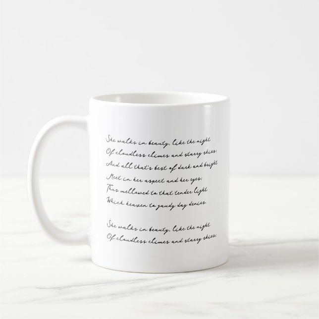 Elegant Script Custom Quote, Poem,  Song Lyrics Coffee Mug (Left)
