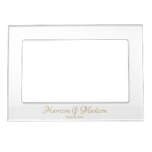 Elegant Script Custom Text Monogram Wedding Magnetic Frame